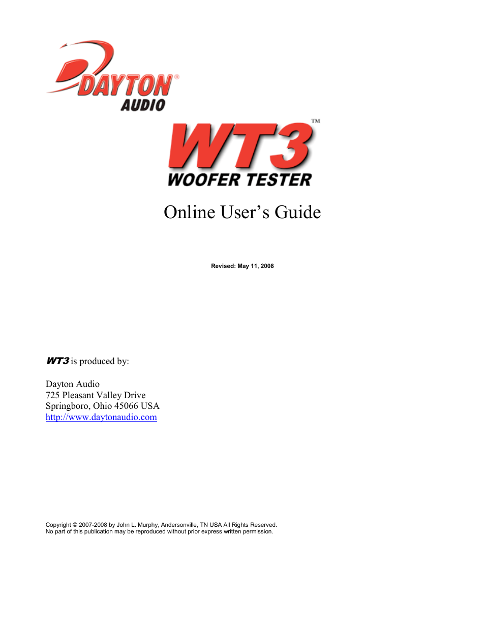 Dayton WT3 User Manual | 48 pages