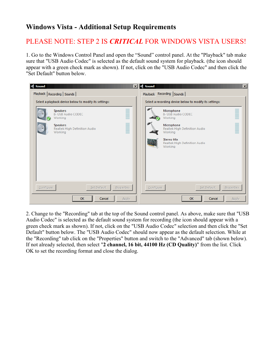 Windows vista - additional setup requirements | Dayton WT3 User Manual | Page 6 / 48