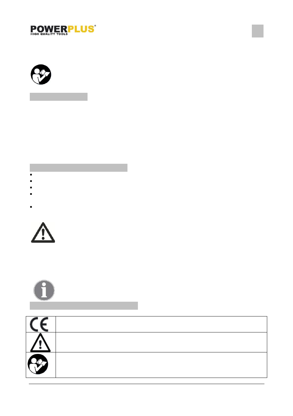 Description, Package content list, Explanation of symbols | Power station powx410 | Powerplus POWX410 POWER STATION 4-IN-4 EN User Manual | Page 2 / 9