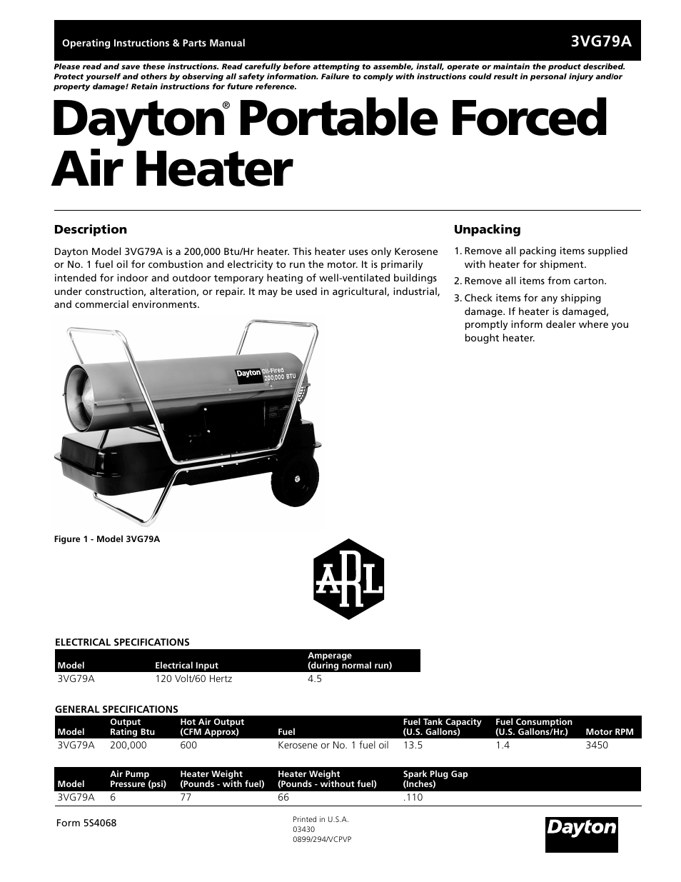 Dayton 3VG79A User Manual | 16 pages