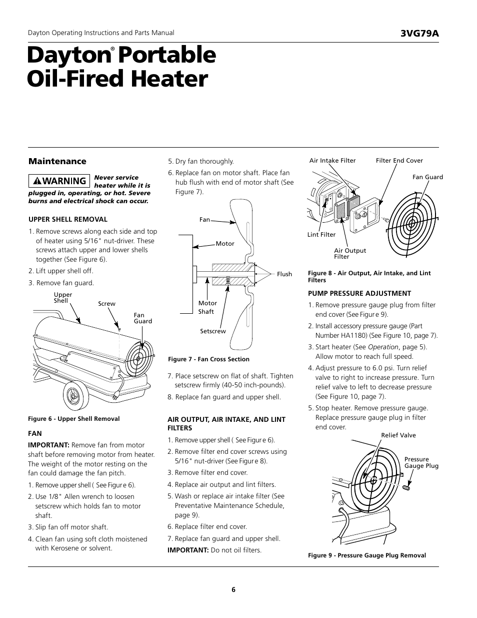 Dayton portable oil-fired heater, 3vg79a | Dayton 3VG79A User Manual | Page 6 / 16