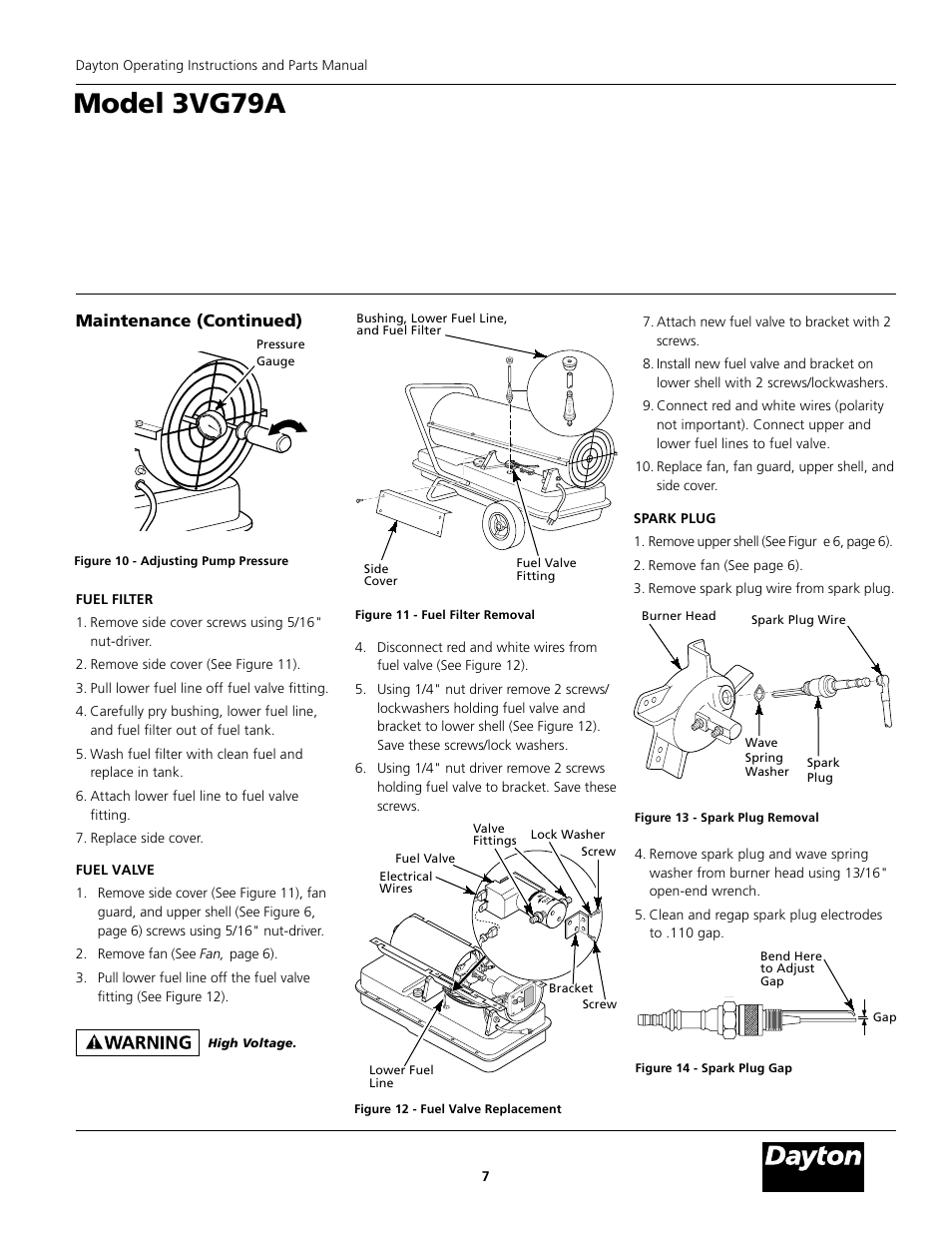 Model 3vg79a, Maintenance (continued) | Dayton 3VG79A User Manual | Page 7 / 16