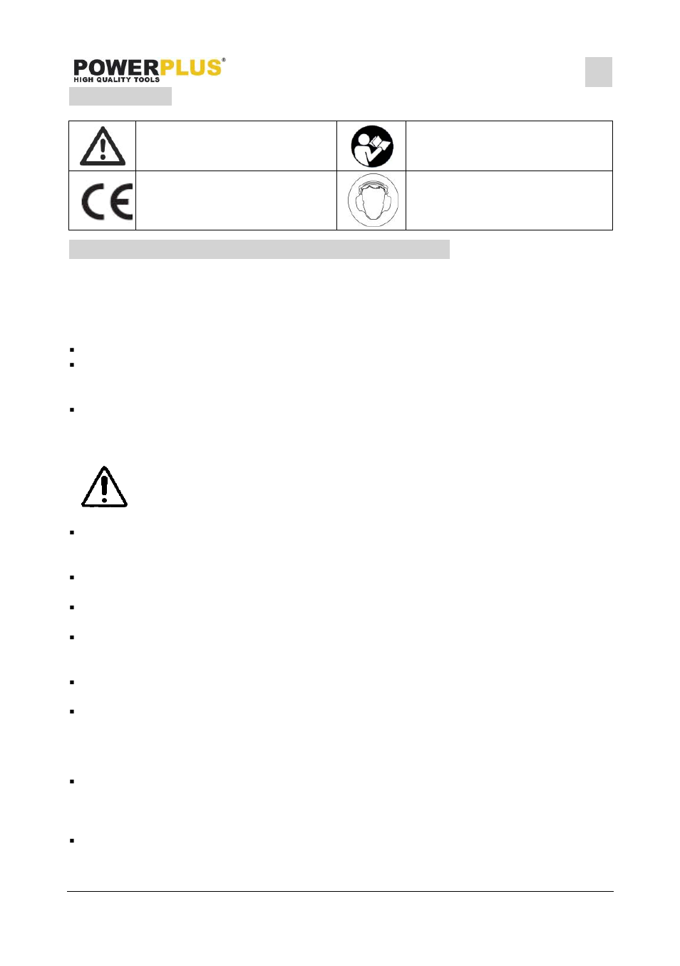 Symbols, General power tool safety warnings, Working area | Electrical safety, Personal safety | Powerplus POWX516 POWER G ENERATOR 5500W EN User Manual | Page 4 / 16