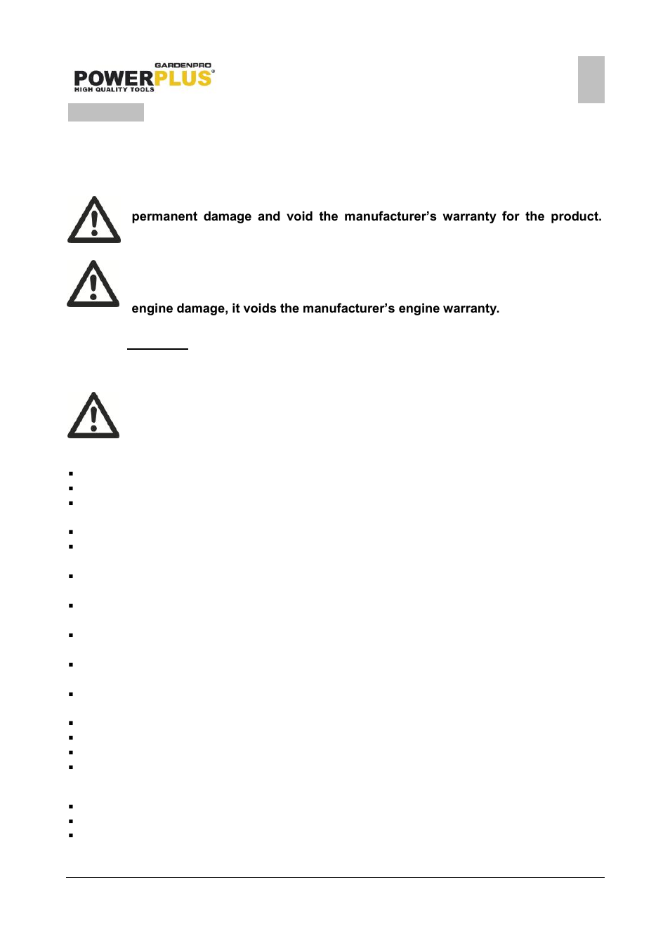 Fuel, Fuel and oil mixture, Mixing fuel | Refuelling, Storage of fuel | Powerplus POWXG2015 HEDGE TRIMMER 25,4CC 600MM EN User Manual | Page 6 / 16