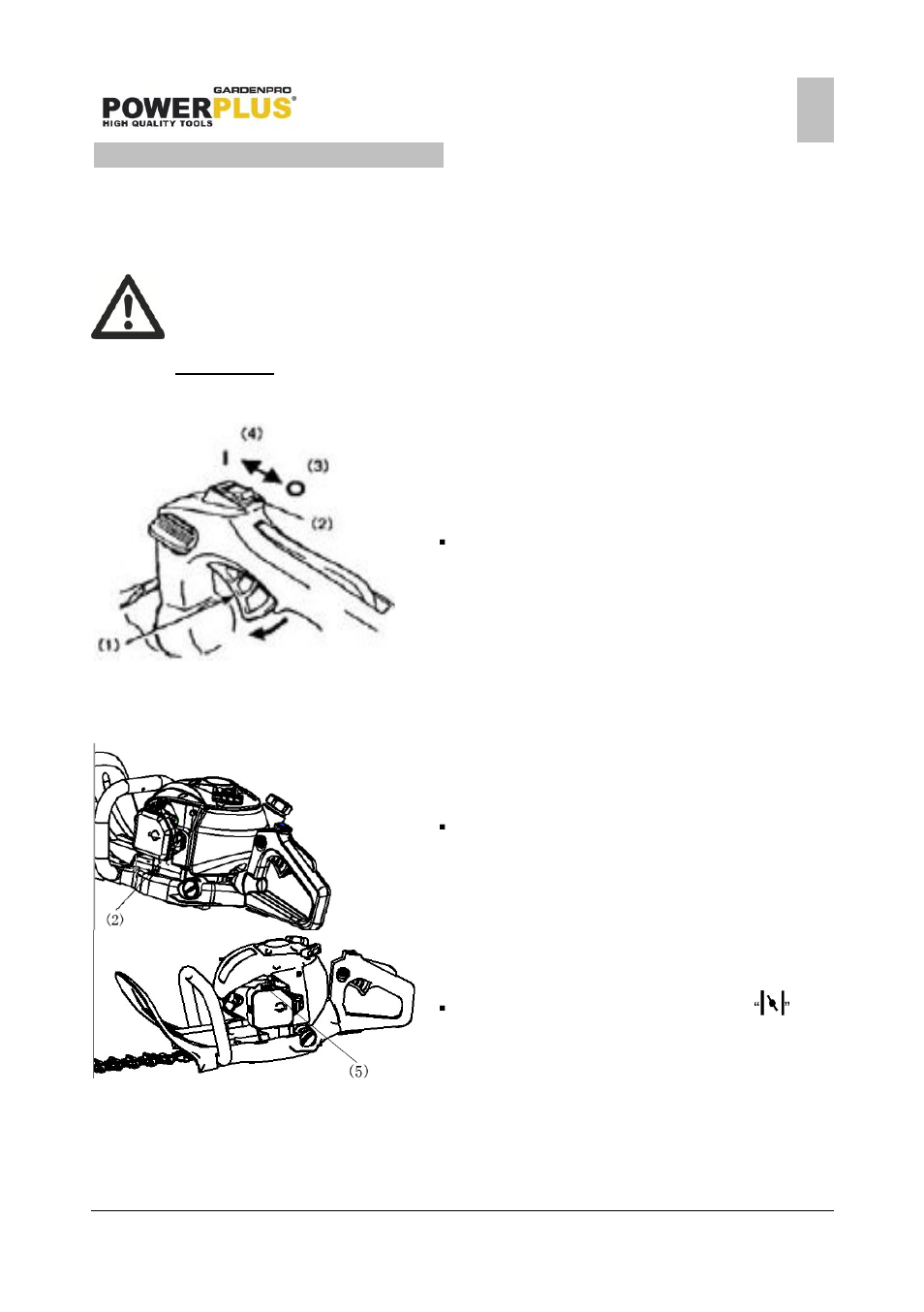 Operating instructions, Starting the engine, Cold starting | Powerplus POWXG2015 HEDGE TRIMMER 25,4CC 600MM EN User Manual | Page 7 / 16