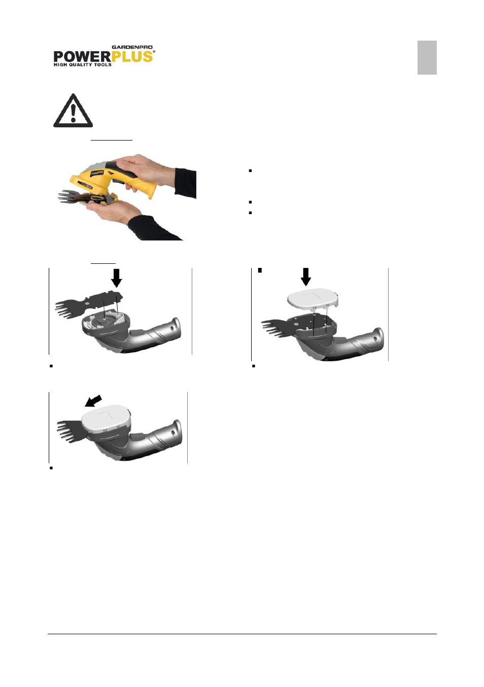 Changing the blade, Removing, Fitting | Powerplus POWXG2032 GRASS/HEDGE SHEAR 7.2V LI-ION EN User Manual | Page 8 / 12