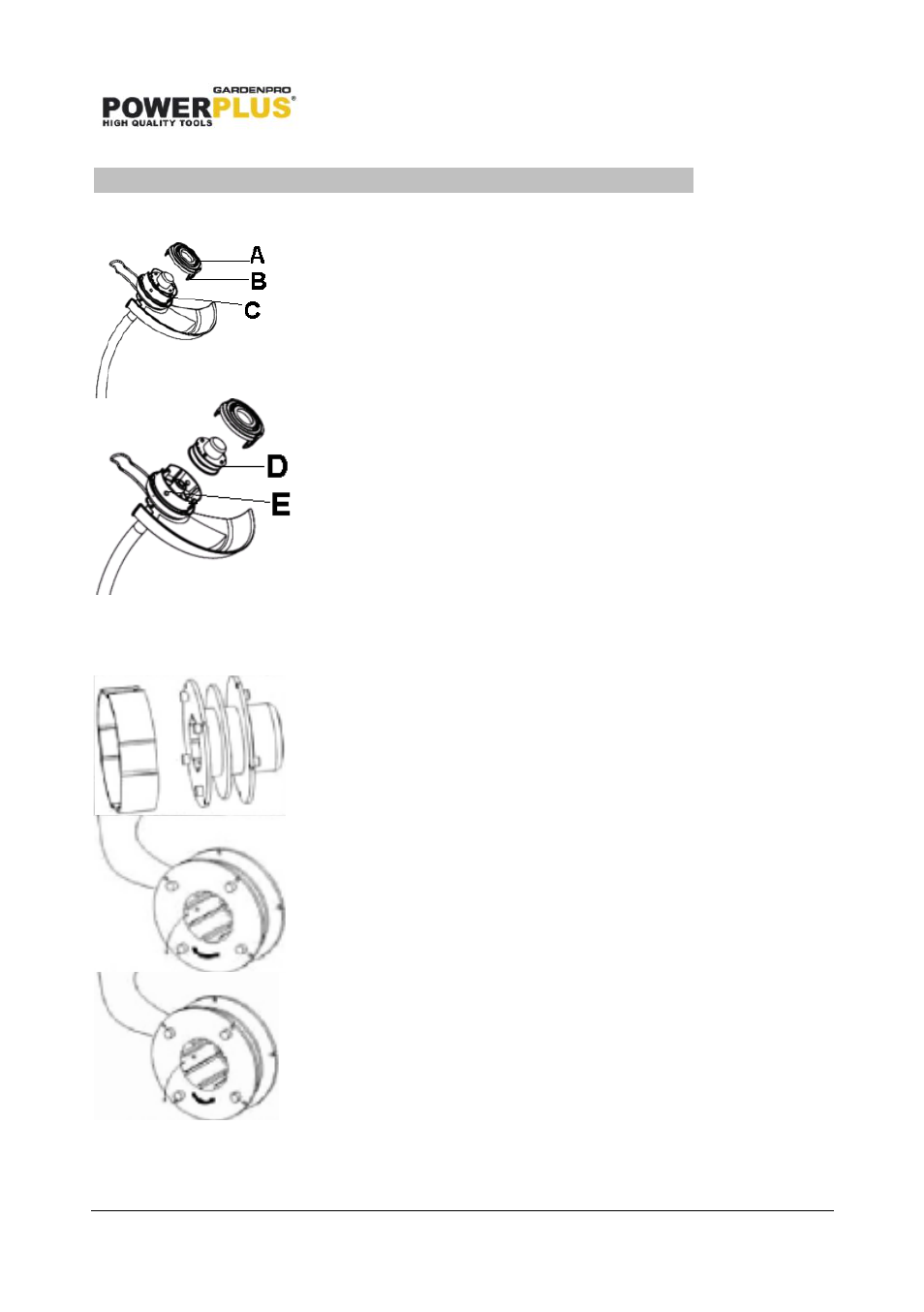 Replacement of the cutting line cartridge | Powerplus POWXG3006 GRASS TRIMMER 800W EN User Manual | Page 9 / 13