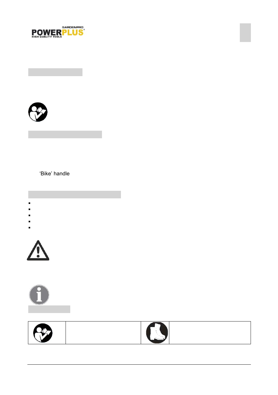 Application, Description (fig.), Package content list | Symbols | Powerplus POWXG3016 BRUSH CUTTER 42,7CC EN User Manual | Page 3 / 15