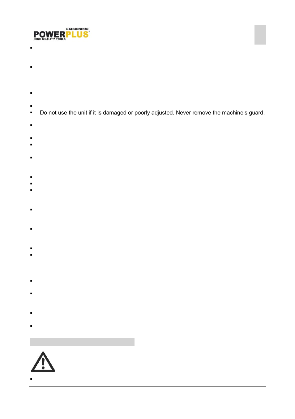 Petrol safety warning, Powxg3016, 6 petrol safety warning | Powerplus POWXG3016 BRUSH CUTTER 42,7CC EN User Manual | Page 5 / 15