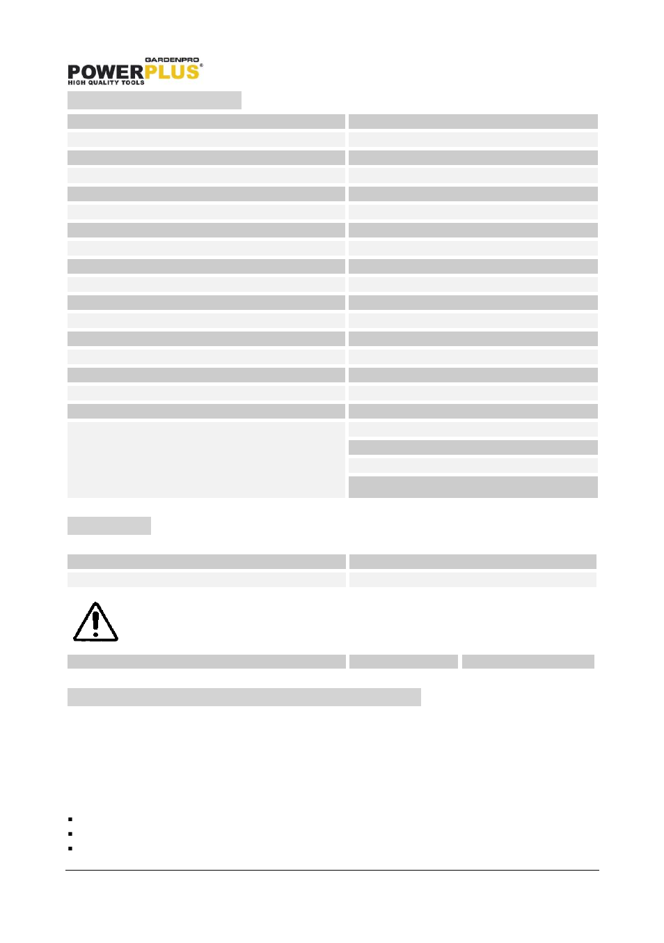 Technical data, Noise, Storage instructions (off season) | Powxg6026, 14 technical data, 15 noise, 16 storage instructions (off season) | Powerplus POWXG6026 LAWN MOWER 190CC 502MM EN User Manual | Page 14 / 16