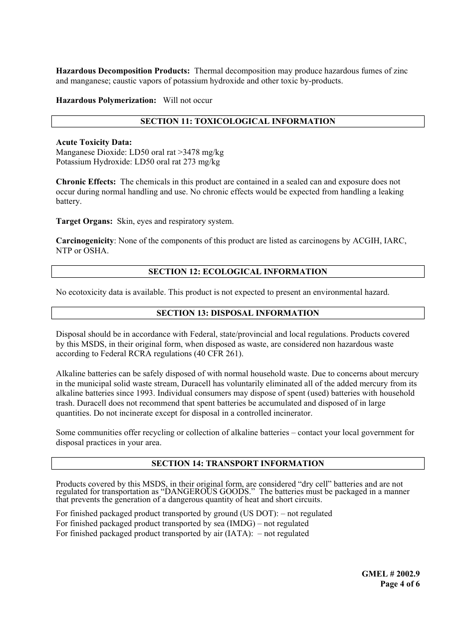 Duracell MN 1400 User Manual | Page 4 / 6