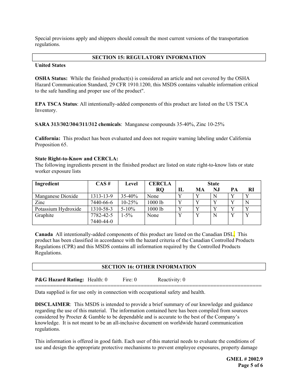 Duracell MN 1400 User Manual | Page 5 / 6