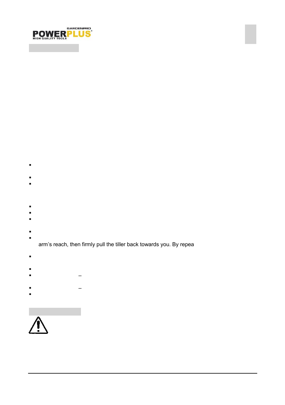 Operation, Double insulation, Overheat protection | Connection the mains (fig. 3), Starting up (fig. 4), Tips, Transport, Clearing tines of foreign objects | Powerplus POWXG7201 CULTIVATOR 1200W EN User Manual | Page 8 / 13