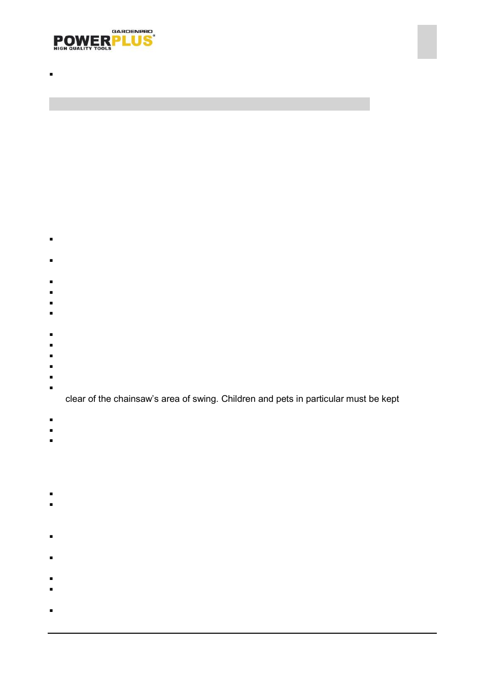 Service, Safety instructions and accident prevention | Powerplus POWXG8015LI CHAINSAW 18V LI-ION 254MM ONE FITS ALL EN User Manual | Page 6 / 17