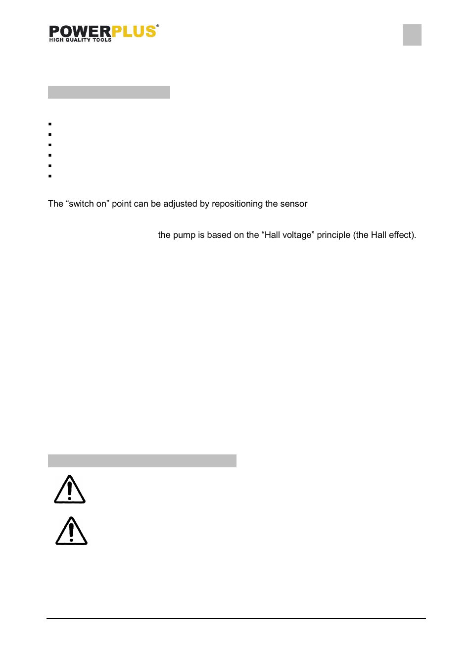 Setting to work, Setting the on/off operating point, Cleaning and maintenance | Maintenance guidelines | Powerplus POWXG9417 SUBMERSIBLE PUMP 750W SS +S ENSOR EN User Manual | Page 4 / 7