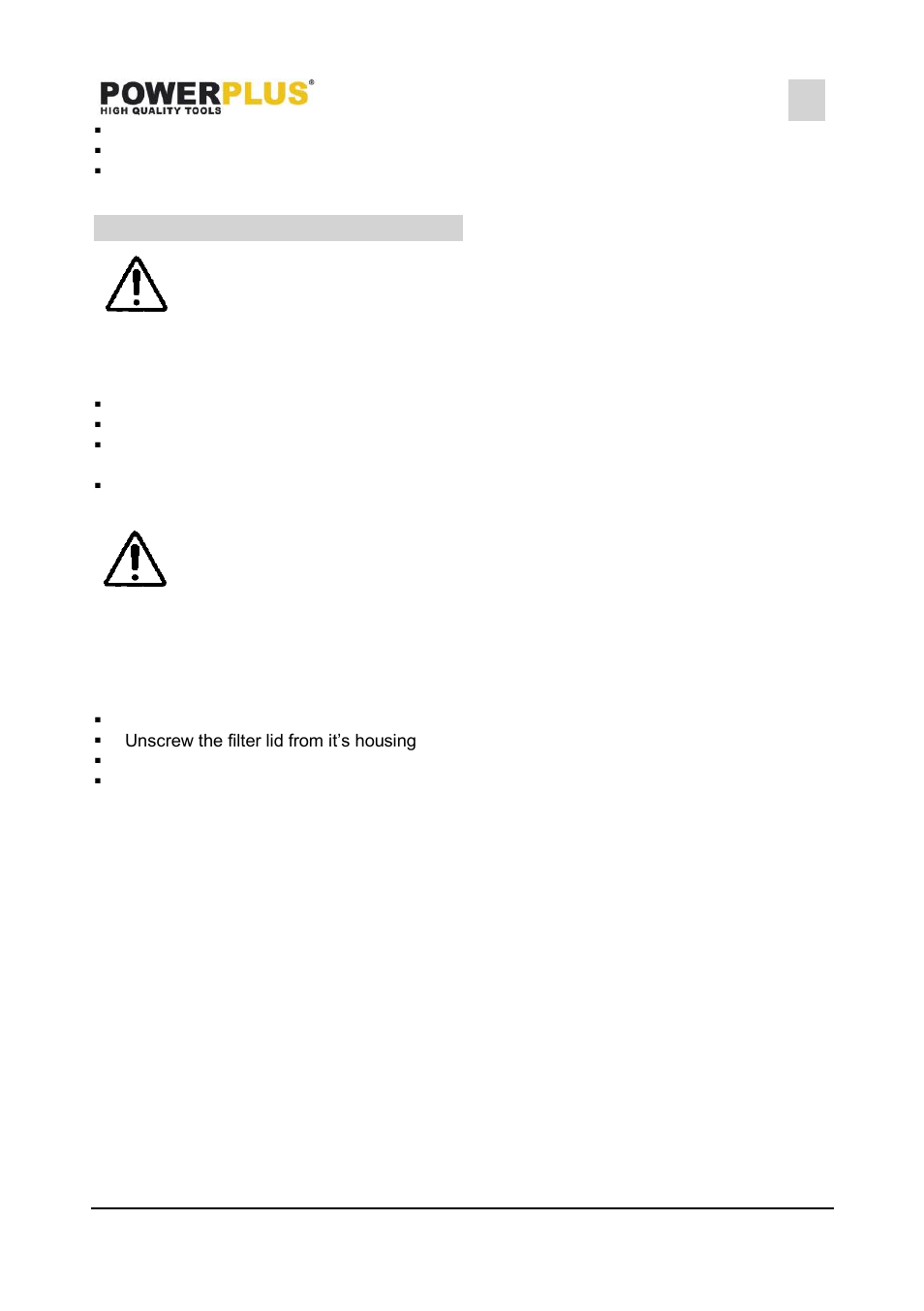 Cleaning and maintenance, Cleaning, Cleaning of the built-in filter | Powerplus POWXG9447 GARD EN PUMP 1200W SS EN User Manual | Page 5 / 9