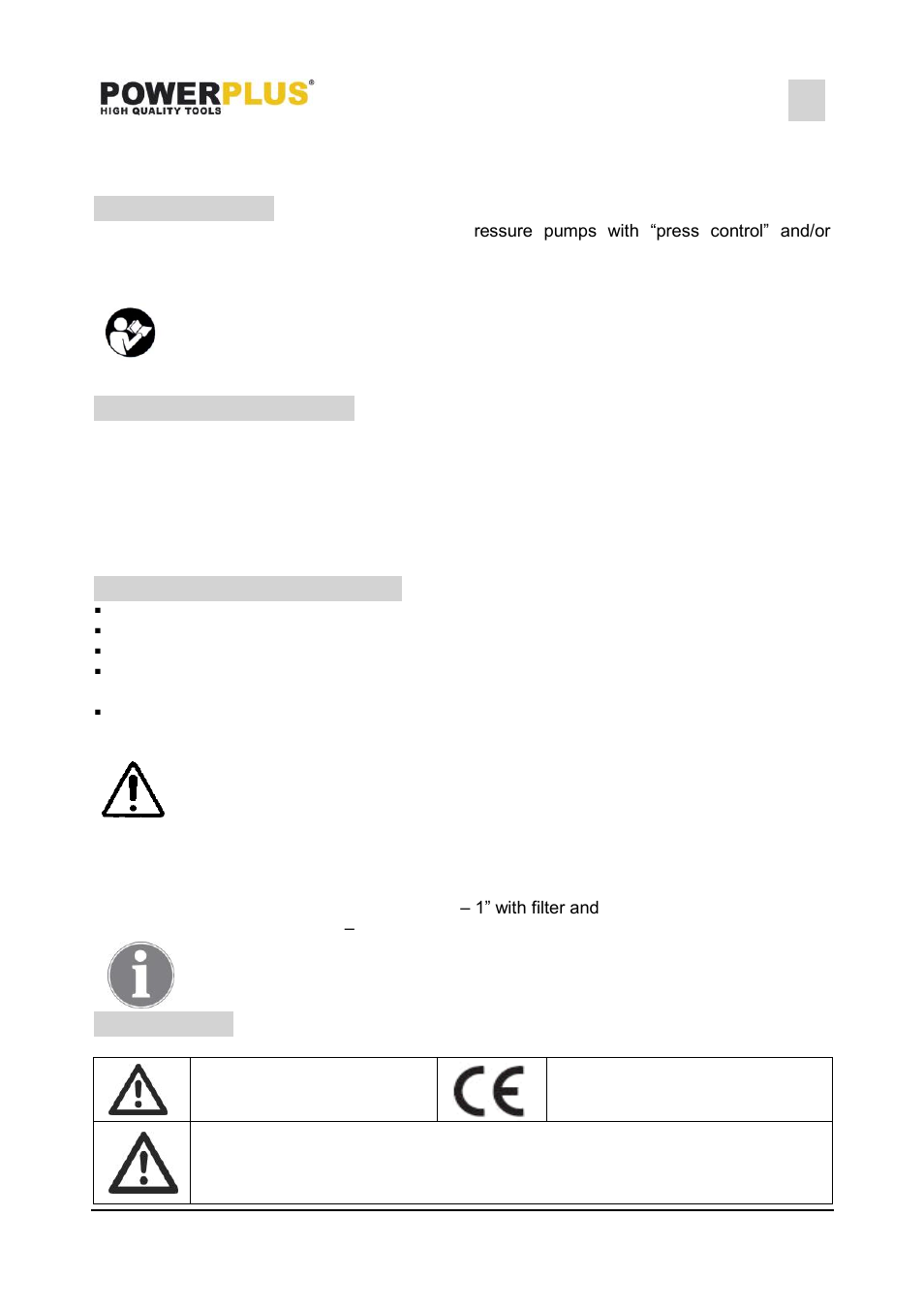 Application, Description (fig a), Package content list | Symbols | Powerplus POWXG9451 PRESSURE PUMP 800W 25L EN User Manual | Page 2 / 8
