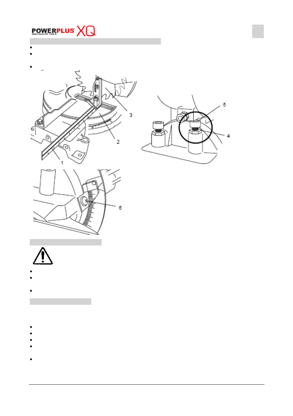 Adjustment of the saw blade and the base, Switching on / off, Use of the laser | Powerplus POWXQ5330 MITRE SAW 1500W 254MM EN User Manual | Page 9 / 14
