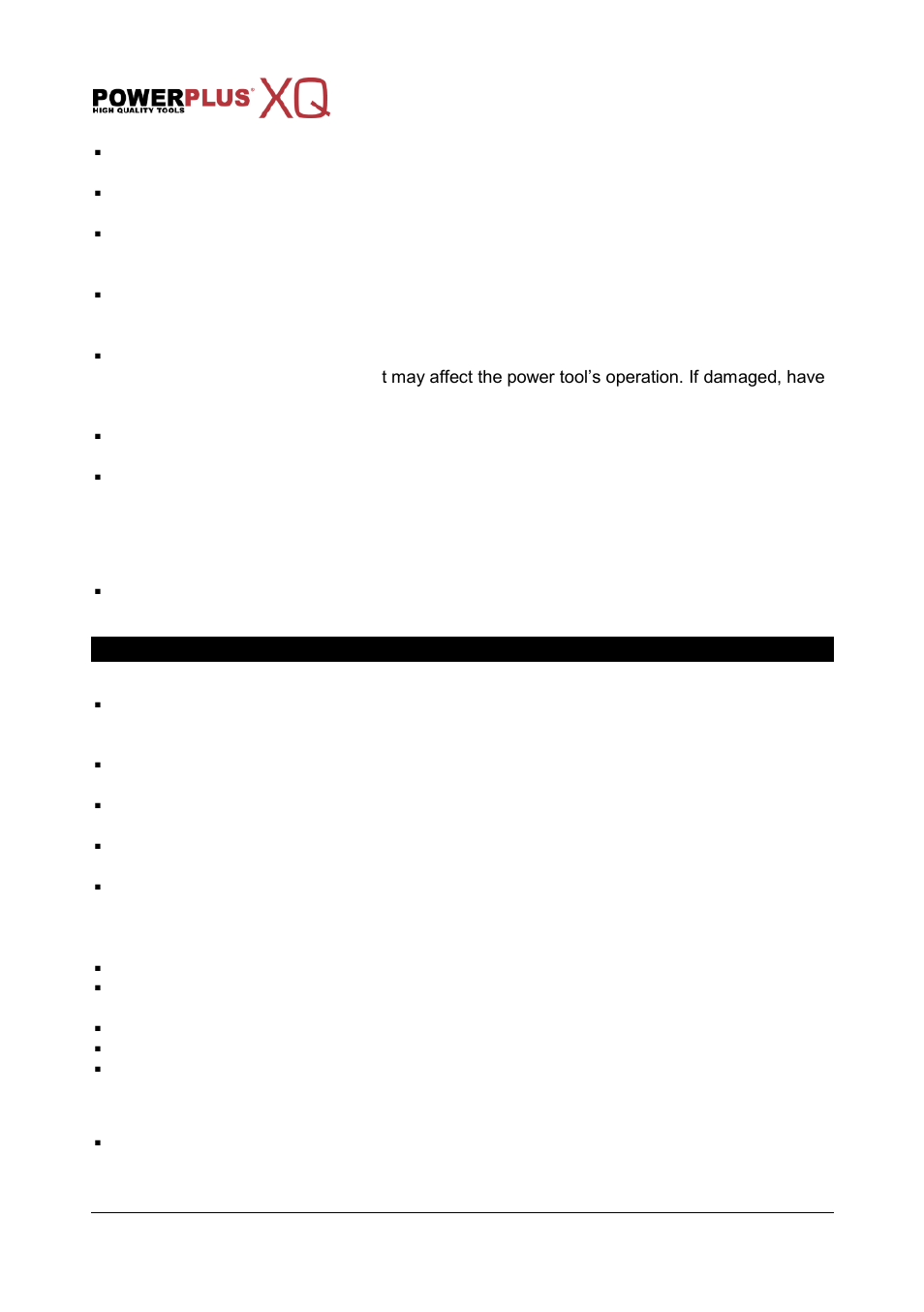 Power tool use and care, Service, Precautions | Things to do, Things not to do, Powxq8105, 5 precautions | Powerplus POWXQ8105 COMPRESOR 1600W 24L LUBRICATED EN User Manual | Page 4 / 9