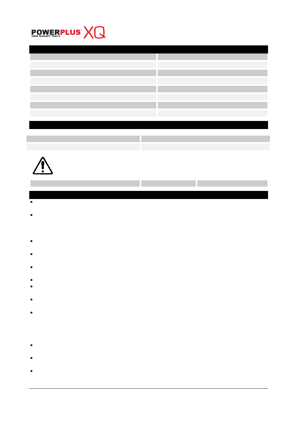 Technical data, Noise, Warranty | Powxqg3020, 9 technical data, 10 noise, 11 warranty | Powerplus POWXQG3020 HEDGE TRIMMER 710W 685MM EN User Manual | Page 6 / 7