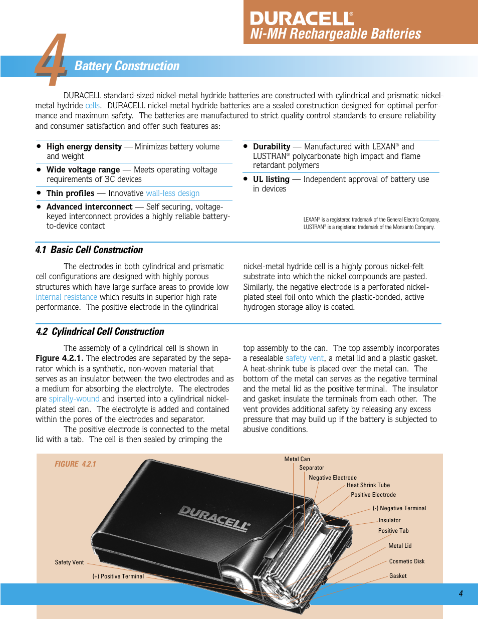 Ni-mh rechargeable batteries, Battery construction | Duracell Ni-MH User Manual | Page 5 / 23