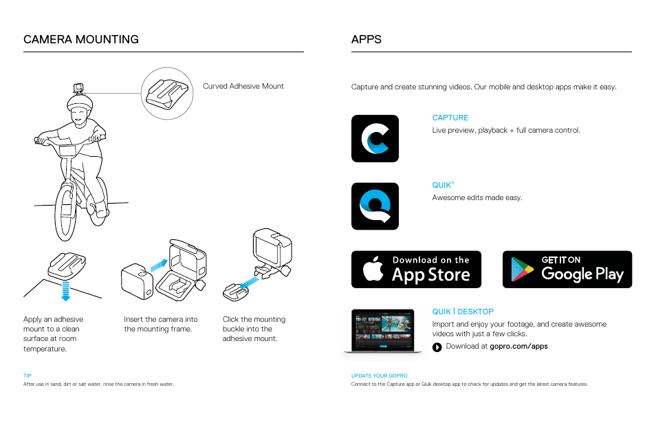 Camera mounting apps | GoPro Hero 5 Black User Manual | Page 4 / 5