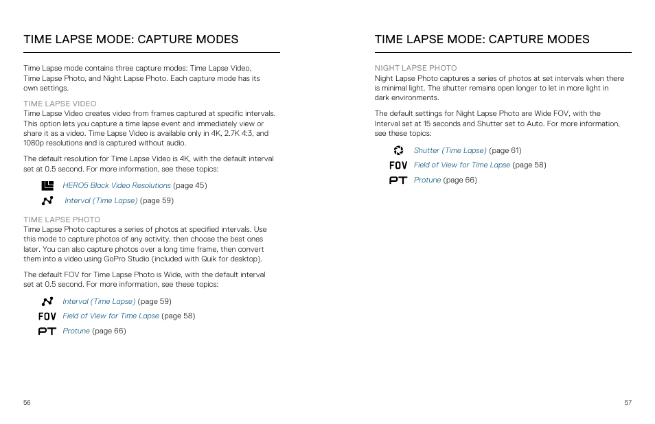 Time lapse mode: capture modes | GoPro Hero 5 Black User Manual | Page 29 / 47