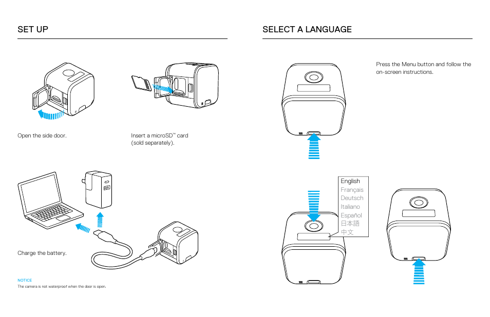 Set up select a language | GoPro Hero 5 Session User Manual | Page 2 / 5