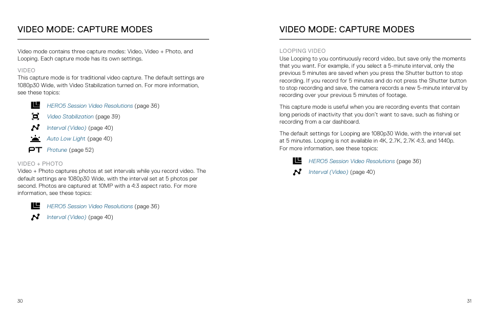 Video mode, Video mode: capture modes | GoPro Hero 5 Session User Manual | Page 16 / 38