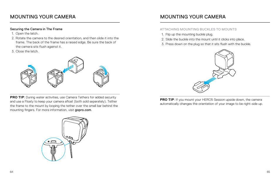 Mounting your camera | GoPro Hero 5 Session User Manual | Page 33 / 38