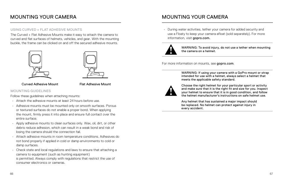 Mounting your camera | GoPro Hero 5 Session User Manual | Page 34 / 38