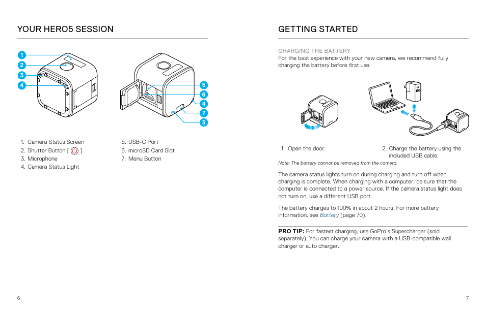 Your hero5 session, Getting started, Your hero5 session getting started | GoPro Hero 5 Session User Manual | Page 4 / 38