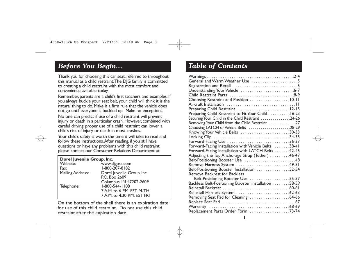 Dorel Juvenile Group 4358-3832A User Manual | Page 2 / 38