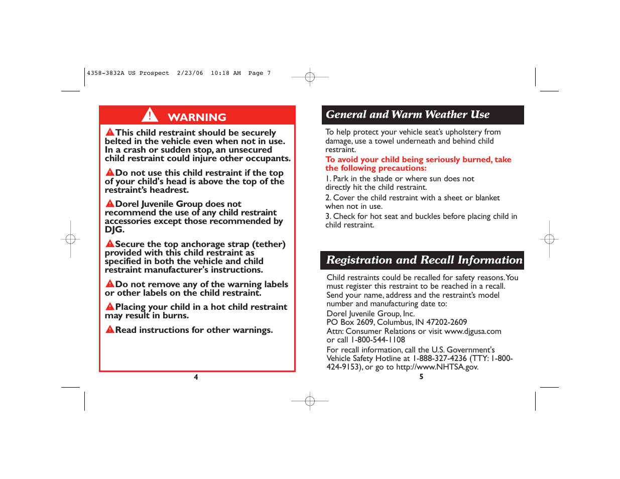 Dorel Juvenile Group 4358-3832A User Manual | Page 4 / 38