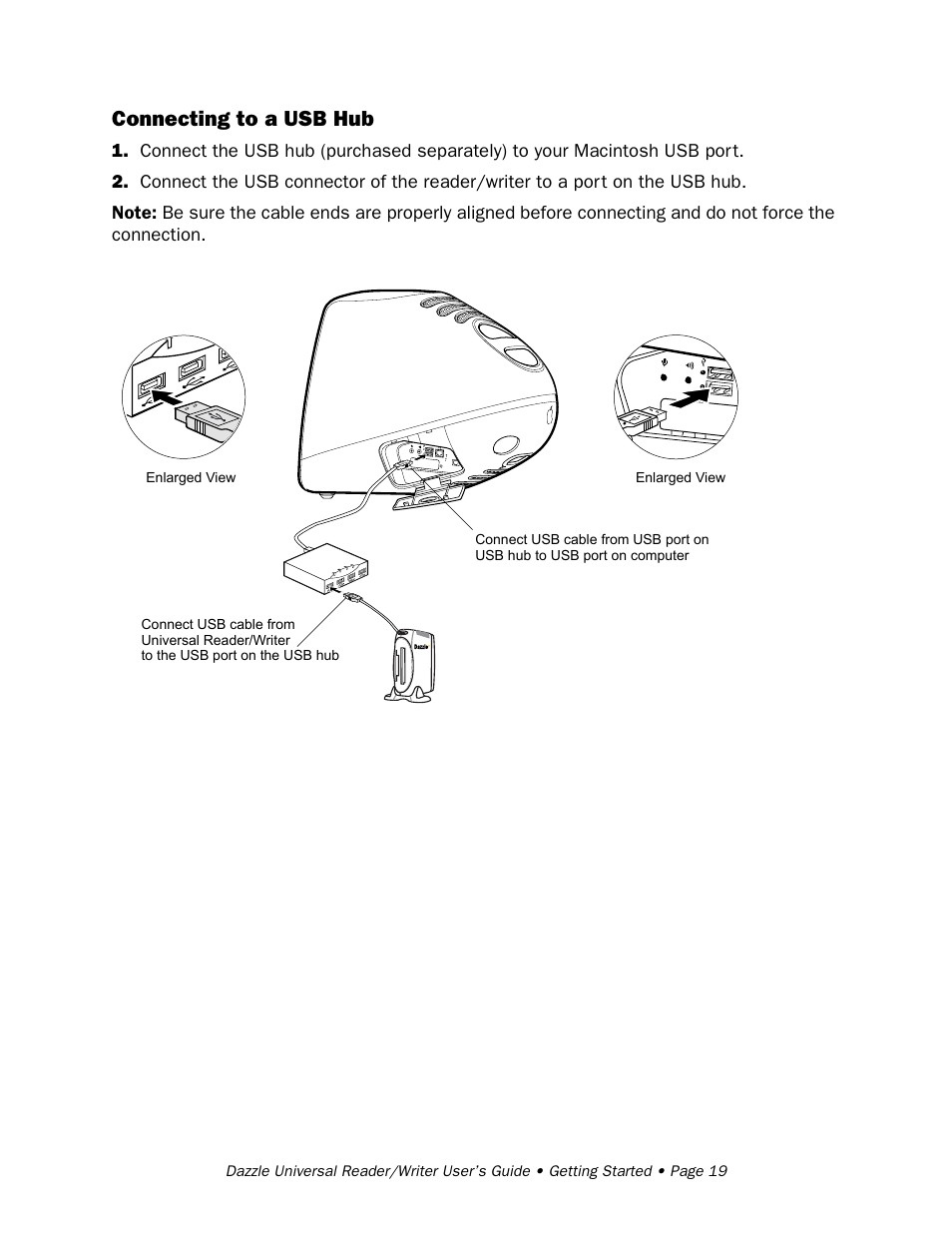 Connecting to a usb hub | Dazzle Multimedia Universal 8 in 1 Reader/Writer None User Manual | Page 19 / 41