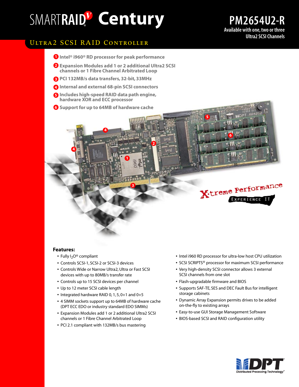 DPT SmartRaidV Century Ultra2 SCSI RAID Controller PM2654U2-R User Manual | 2 pages