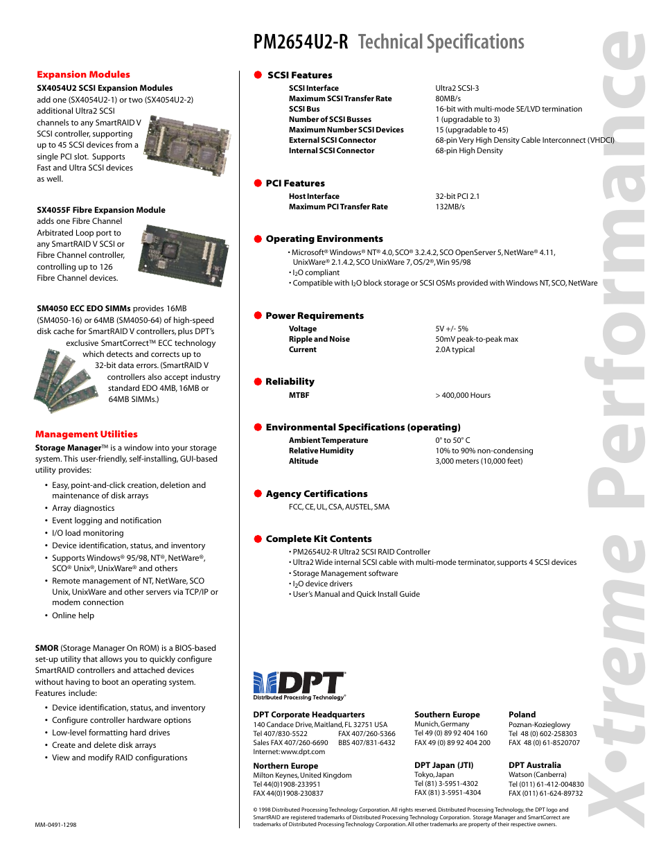 X•treme p e rf ormanc e | DPT SmartRaidV Century Ultra2 SCSI RAID Controller PM2654U2-R User Manual | Page 2 / 2