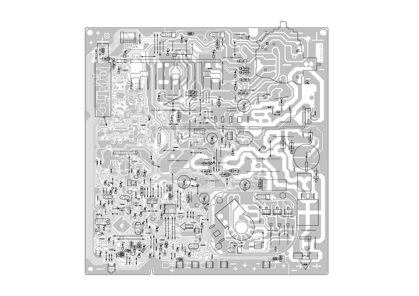 Printed circuit boards main/crt (inserted parts), Solder side, F-1 f-2 | Durabrand Color Television Receiver DBTV2500 User Manual | Page 18 / 31