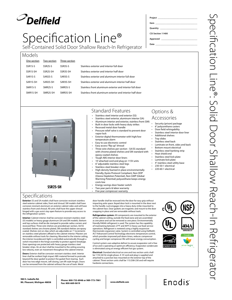 Delfield SSR1S-S User Manual | 2 pages