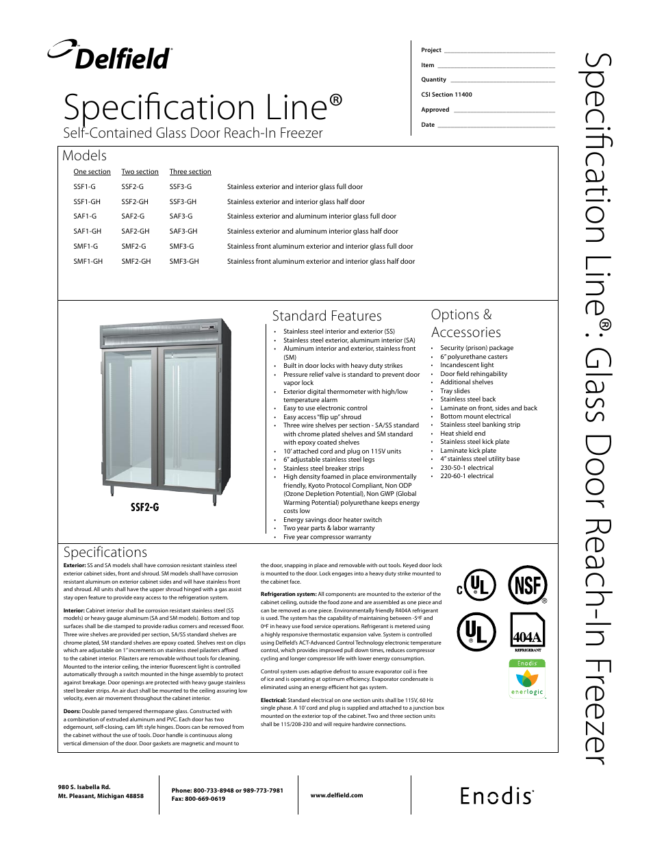 Delfield SAF1-G User Manual | 2 pages