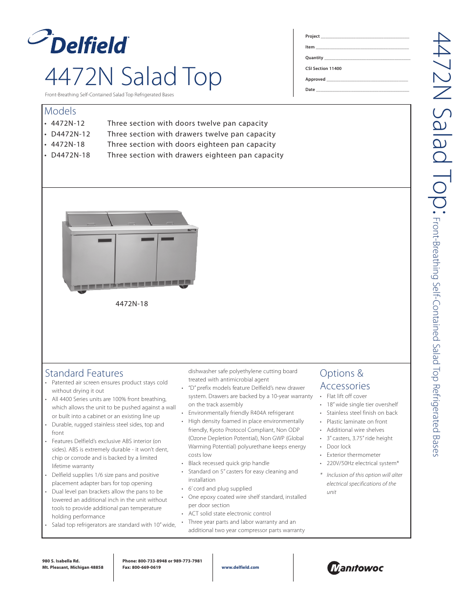 Delfield 4472N-12 User Manual | 4 pages