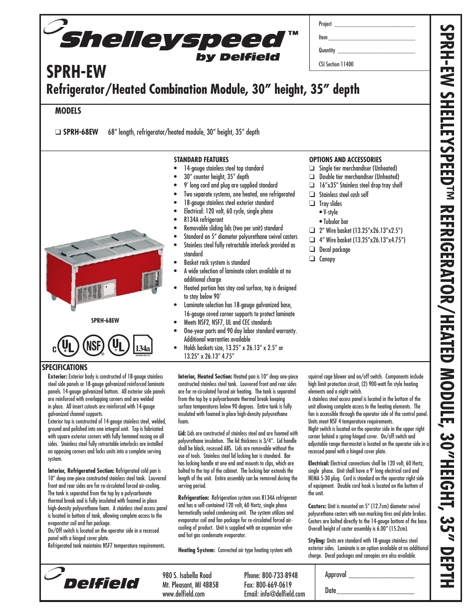 Delfield Shelleyspeed SPRH-EW User Manual | 2 pages