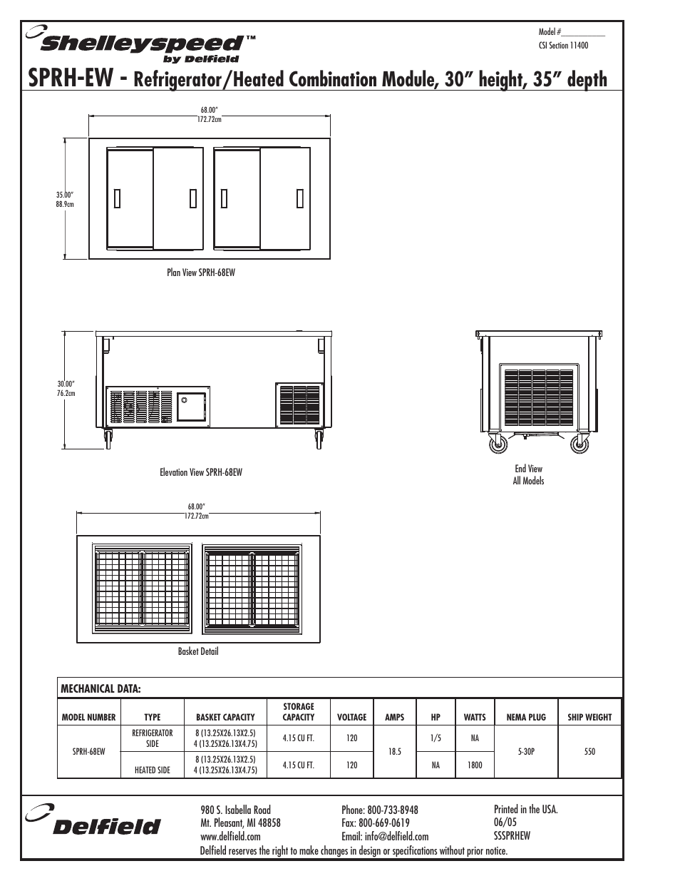 Sprh-ew | Delfield Shelleyspeed SPRH-EW User Manual | Page 2 / 2
