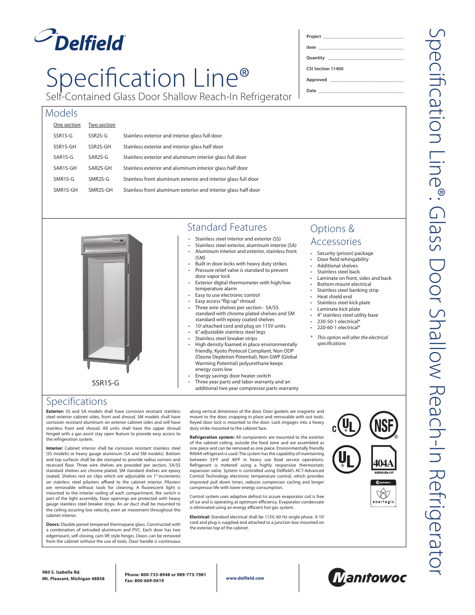 Delfield SAR2S-G User Manual | 2 pages