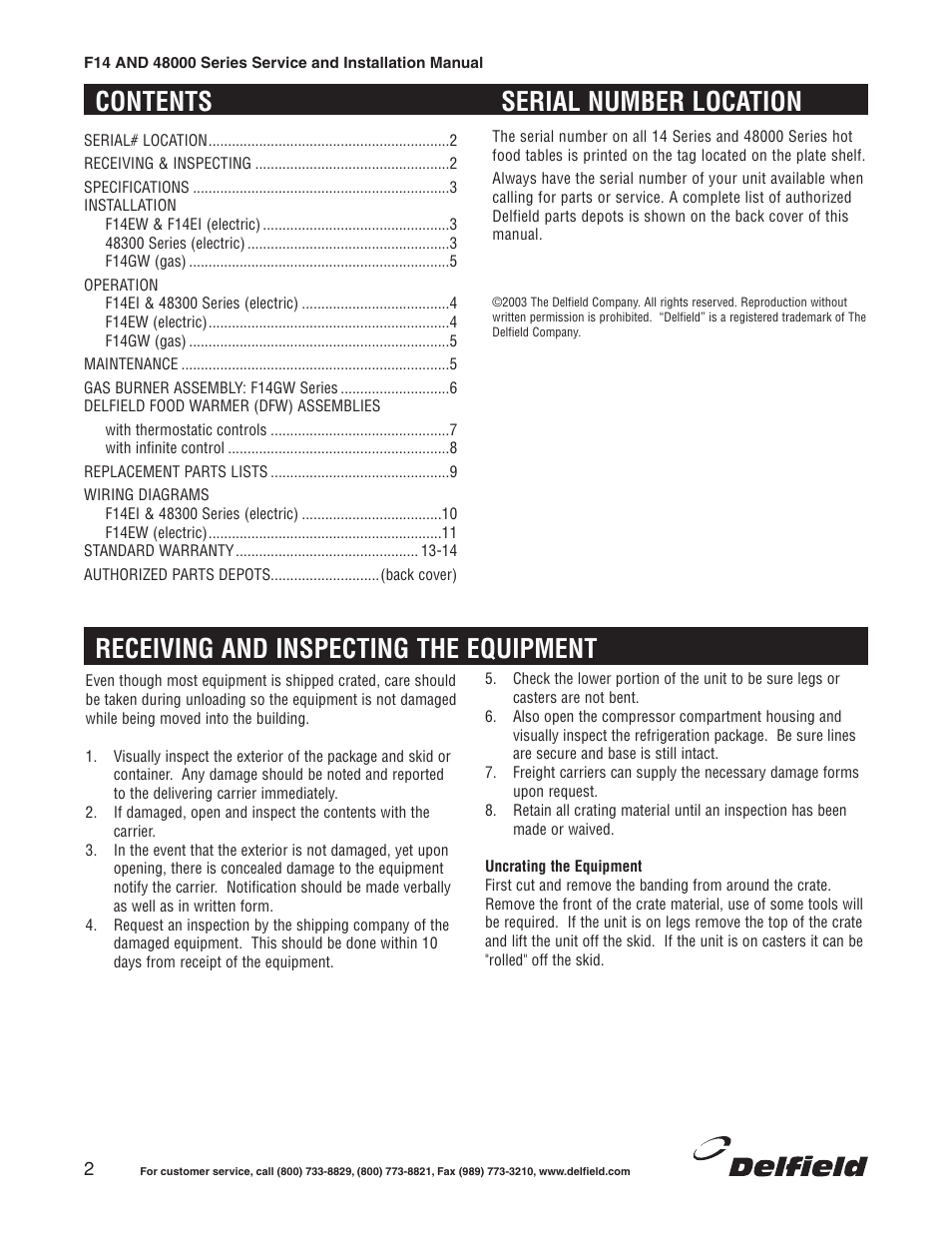 Delfield 48000 Series User Manual | Page 2 / 16
