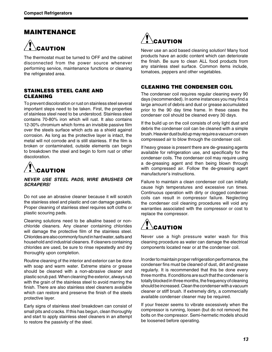 Maintenance | Delfield UCD4460N User Manual | Page 13 / 20