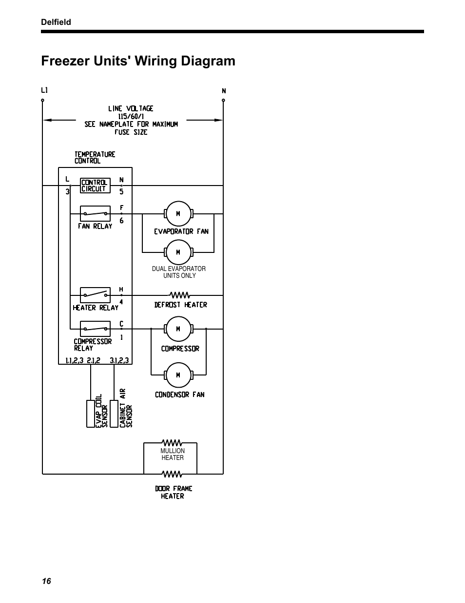 Freezer units' wiring diagram | Delfield UCD4460N User Manual | Page 16 / 20
