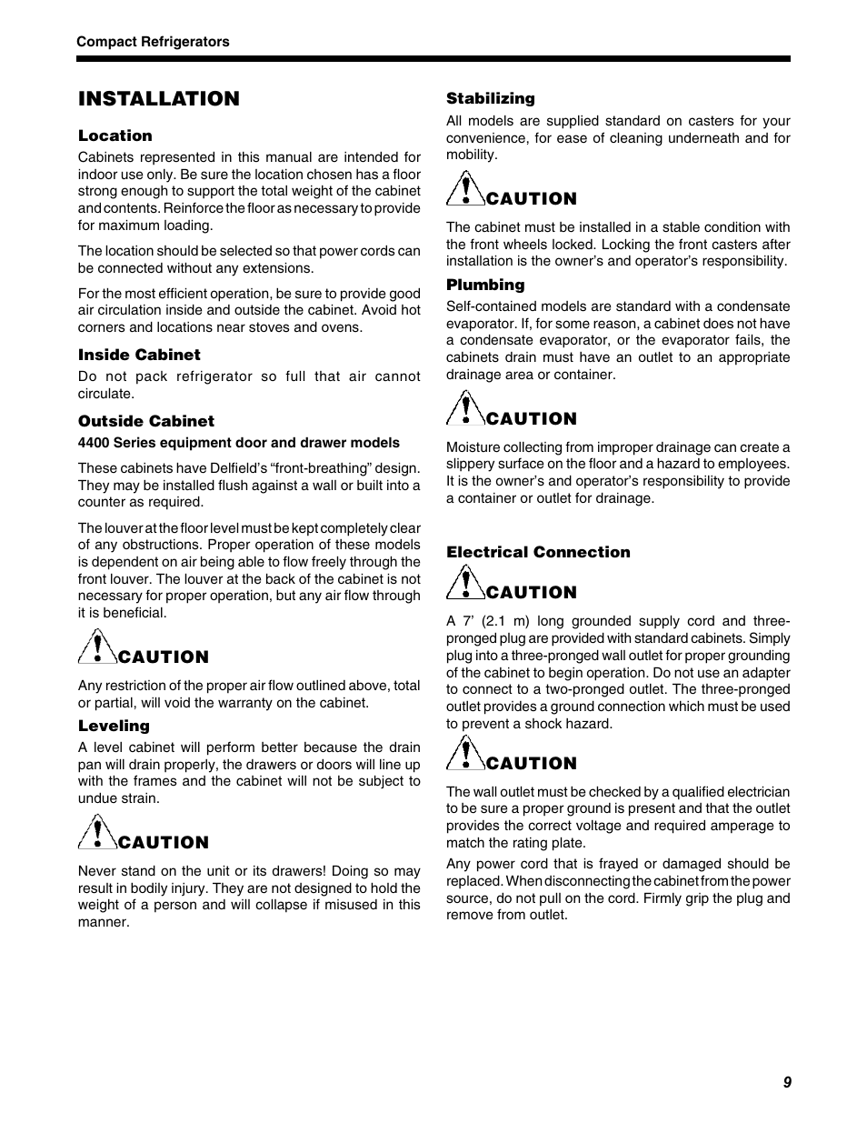 Installation | Delfield UCD4460N User Manual | Page 9 / 20