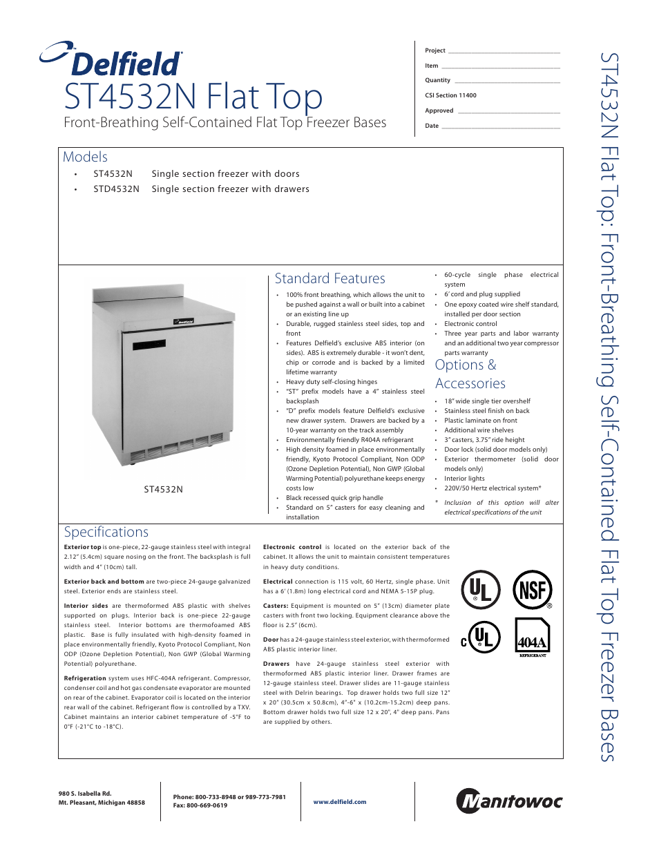 Delfield ST4532N User Manual | 2 pages