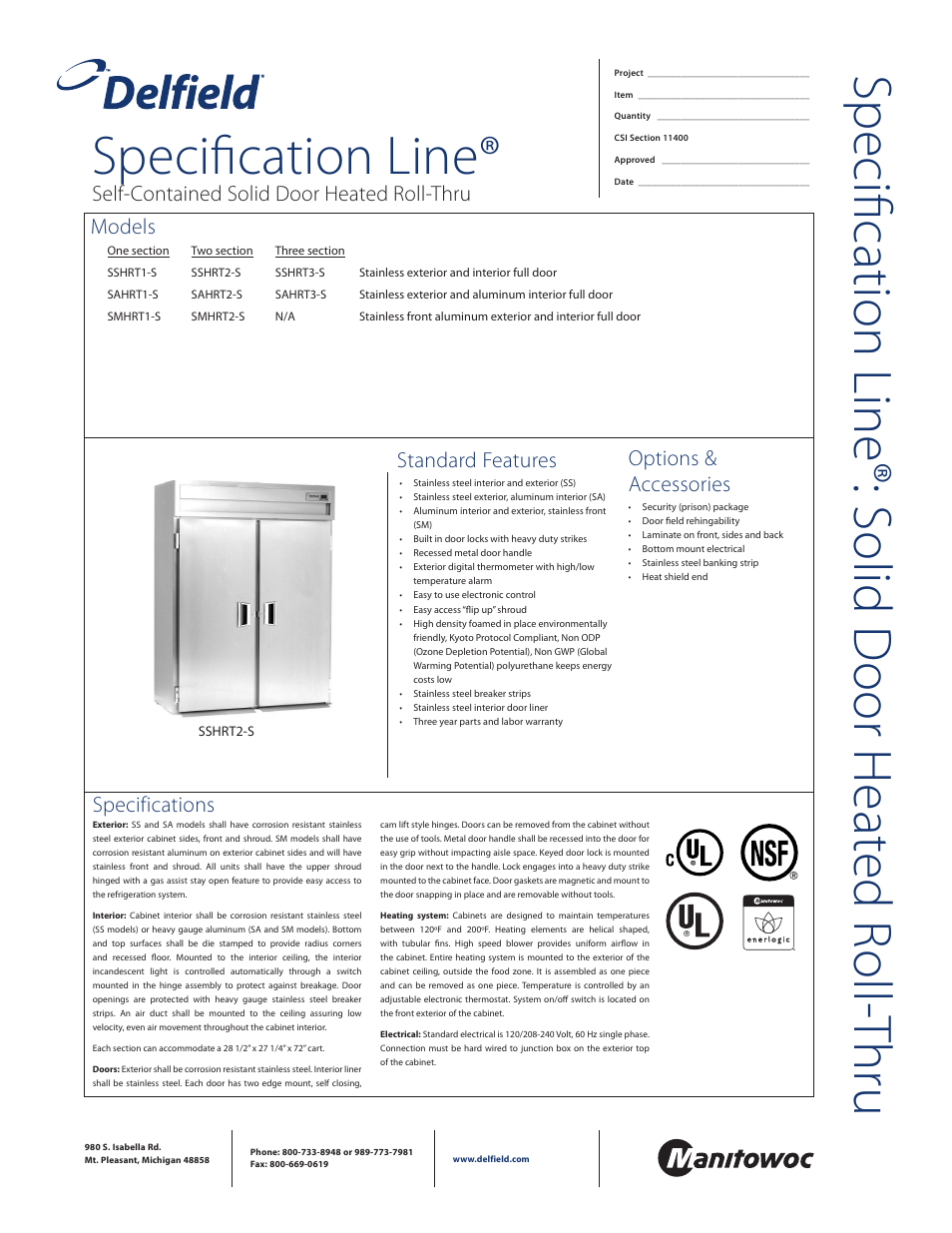 Delfield SMHRT2-S User Manual | 2 pages